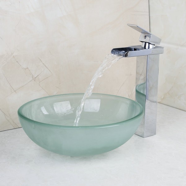 Milan Round Bathroom Sink with Waterfall Faucet